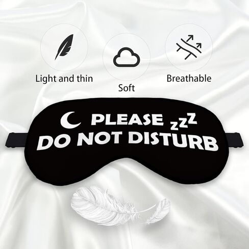 Please Do Not Disturb Funny Eye Mask for Women Man, Black Silk Sleep Mask Blackout Eye Mask for Sleeping Travel Nap Meditation, Adjustable Straps Soft Lightweight Blindfold Sleeping Eye Cover in Kuwait