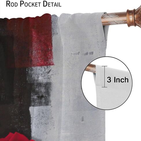 Black Floral Curtains, Watercolor Rose Flower Rustic Vintage Pink White Peony Blossom Plant Print Window Drapes for Girls Woman Bedroom Living Room Kitchen, 42" W X 45" L in Saudi Arabia