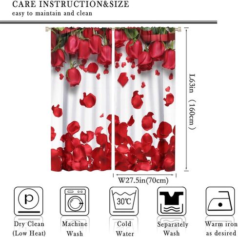 Black Floral Curtains, Watercolor Rose Flower Rustic Vintage Pink White Peony Blossom Plant Print Window Drapes for Girls Woman Bedroom Living Room Kitchen, 42" W X 45" L in Saudi Arabia