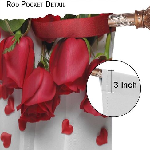 Black Floral Curtains, Watercolor Rose Flower Rustic Vintage Pink White Peony Blossom Plant Print Window Drapes for Girls Woman Bedroom Living Room Kitchen, 42" W X 45" L in Saudi Arabia