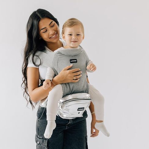 Tushbaby - حامل أطفال بمقعد الورك معتمد من حيث السلامة - حائز على جائزة اختيار الأم، يظهر على خزان القرش، حامل مريح وموسعات لحديثي الولادة والأطفال الصغار (حامل، معدني) in Saudi Arabia