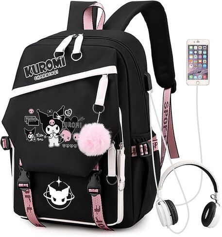 Girls Backpack,18 In Backpacks Casual Cute Travel Backpack Indoor Outdoor with Usb Charging Port，Style-3 in Saudi Arabia