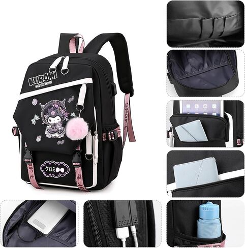 Girls Backpack,18 In Backpacks Casual Cute Travel Backpack Indoor Outdoor with Usb Charging Port，Style-3 in Saudi Arabia