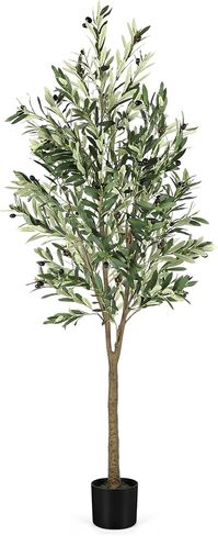 MARCH WIND 6ft Artificial Olive Tree， with Lifelike Fruits Potted Plant brings nature indoors for living room bedroom or office decor. in Saudi Arabia