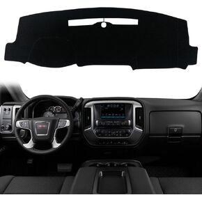 Dash Mat Cover Custom for 2014-2018 GMC Sierra Chevy Silverado 1500 Compatible with 2015-2018 GMC Sierra Pickup Chevy Silverado 2500HD 3500HD Accessories (Silverado Embroidery Black Rim)