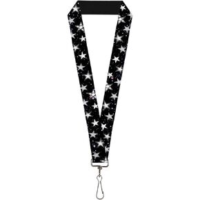 Buckle-Down Lanyard-1.0"-Glowing Stars in Space Black/Purple/White