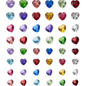 Cheriswelry 240pcs Glass Rhinestone Cabochons Pointed Back Heart Shape Cabochons Birthstone Gem Faceted Cabochon Colorful Shiny No Hole Beads Charms for Earring Bracelets Necklaces Jewelry Making