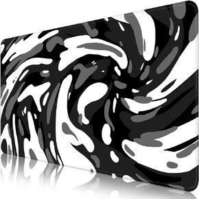 Black Watercolor Design Desk Mat Cherry Blossom Desk Pad,Gaming Mouse Pad with Seamed Edges,Waterproof Large Mouse Pad,Non-Slip Rubber Base Big Gaming Mousepad,31.5x11.8 in Computer Mat Keyboard Pad