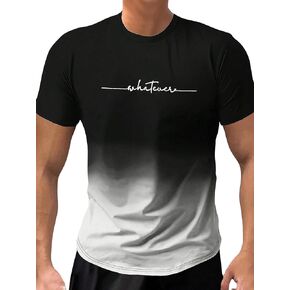SOLY HUX Men's Letter Graphic Tee Short Sleeve T Shirts Ombre Summer Tops Streetwear