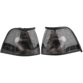 KIMISS 1 Pair Corner Light Cover, Smoke Color Corner Warning Light Shell for 3 Series 318i 325i E36 4DR 1992-1998