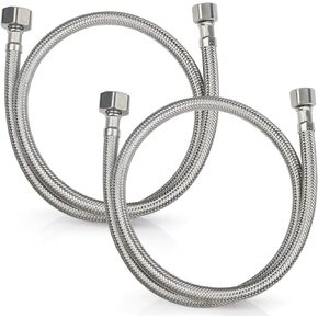 Midanya Faucet Supply Lines,32" Stainless Steel Braided Water Supply Line, 3/8" COMP x 3/8" COMP Faucet Hose, Faucet Hose Connector x 2 Pcs (1 Pair)