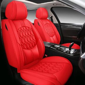 Zvaluqy03 Seat Cover 5-Seater Full Set Universal Type Suitable for Most Cars SUV Trucks Pickup Ttrucks Airbags Compatible with Synthetic Leather Car Seat Cushion Protectors(Red)