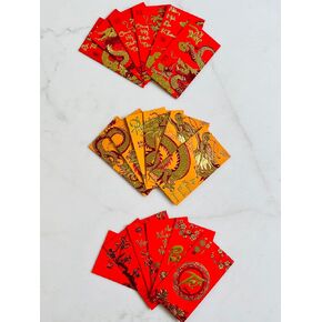 DRAWN18 Pieces Vietnamese New Year Red Lucky Money Envelopes ( large Size 6.5"x3.5")- Bao Li Xi Tet Size Lon