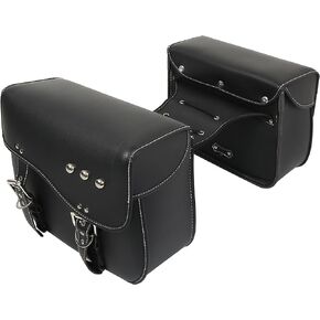 Motoforti Pair Motorcycle Saddlebag Side Tool Bags Cycling Luggage Bag Motorbike Travel Bag Waterproof Adjustable Buckles Black 35x15x29cm
