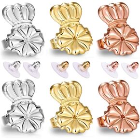 Original Magic Earring Backs for Droopy Ears | Earring Lifters for Heavy Earring | Earing Lifter Backs BAX | Earlobe Secure Clear Miracle (Silver/Gold/Rose)
