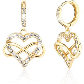 Sash & Soph Infinity Heart Earrings, Hanging Heart Earrings for Women, 925 sterling Silver and Cubic Zirconia Dangling Earrings, Jewelry Gifts for Women, Mom, Wife, Girlfriend