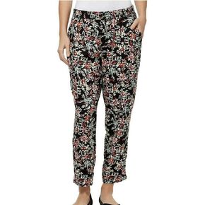 Jessica Simpson Women's Floral Soft Ankle Pants Medium Black Floral