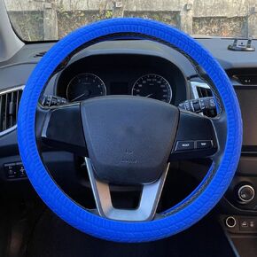 Universal Car Steering Wheel Cover,Silicone Steering Wheel Protector,Tire Tread Pattern Steering Wheel Cover,Fit Both O and D Type Steering Wheel(Black-LUN,1PC)