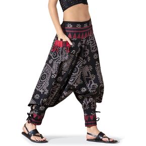 The Veshti Company Women's Printed Summer Harem Pants, Cotton Boho Hippie Casusal Oversized Palazzo Joggers for Women