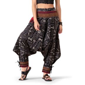 The Veshti Company Women's Printed Summer Harem Pants, Cotton Boho Hippie Casusal Oversized Palazzo Joggers for Women