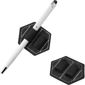 Pen Loops Pencil Loop Holders Self-Adhesive PU Leather Pad with Double Elastic for Stylus, Pencil of Touch Screens, Books, Surface Laptop, Journal and More(Rectangle, 4PCS)