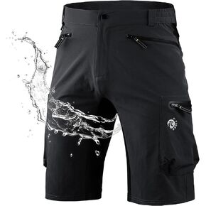 X-TIGER Hiking Shorts Men Fishing Shorts Quick Dry Lightweight Hiking Climbing Work Cargo Shorts with Zipper Pocket Black, Large