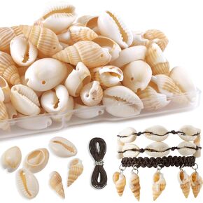 100 Pcs Natural Spiral Shell Beads for Crafts & Jewelry Making with Holes - Conch Shells for Adorning Hair Locks & Braids