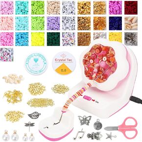 Clay Bead Spinner Kit,Electric Bead Spinner with 3200 PCS Clay Beads,for Easy Beading and Stringing - Perfect for DIY Jewelry Bracelet Making, Waist Beads or Necklaces