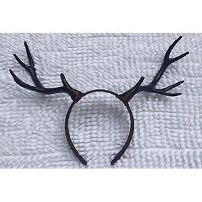 Christmas Decor Festival Celebration Accessory Props Cos Cute Deer Reindeer Antlers Head Hair Band Photo Shoot Forest Goddess Headdress Headwear (black)