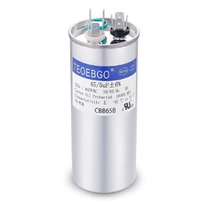 AC Capacitor, 45+5 MFD Capacitor ±6% 45/5 uF 370/440 VAC CBB65 Round Dual Run Capacitor with 10PCS Spade Terminal for Air Conditioner, Heat Pump Condenser, Fan Start - 6 Years Warranty - 2Pack in Kuwait