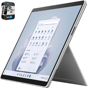 Microsoft Surface Pro 9 13" Touch Tablet, Intel i7, 16GB/256GB, Platinum Bundle with 2 YR CPS Enhanced Protection Pack