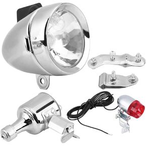 Generator Headlight Kit, 12V 6W Friction Generator Dynamo Motorized Bike Headlight Tail Light Kit for Bicycle Motorized Bike
