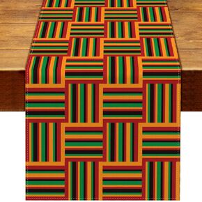 Sunwer Juneteenth Table Runner Pan Afro Africa American Kente Black History Month Heritage Festival Holiday Indoor Outdoor Party Decoration Home Kitchen Dining Room 13 X 72inch