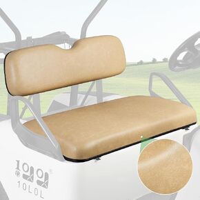 10L0L Golf Cart Replacement Seats for EZGO TXT 1994-2013 Front Seat Replacement, Original Comfortable Backrest & Bottom Seat Cushion Assembly Made of Luxury Leather -Black/Buff