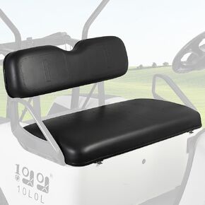 10L0L Golf Cart Replacement Seats for EZGO TXT 1994-2013 Front Seat Replacement, Original Comfortable Backrest & Bottom Seat Cushion Assembly Made of Luxury Leather -Black/Buff