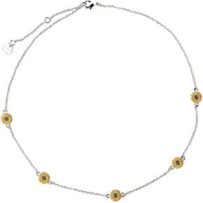 Sunflower Necklace Lovely Daisy Small Chrysanthemum Silver Choker Vintage Pendant Jewelry Garden Daisy Sun Flower Handmade Birthday Gifts for Mothers, Daughters, Sisters, Girlfriends, Teenage Girls