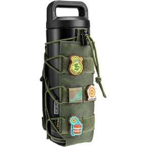 TACTICAL GEEK EXT11 Water Bottle Pouch, Portable Water Bottle Carrier, Drawstring Travel Bottle Holder, Adjustable Outdoor Sports Kettle Carrier Holster, Molle Water Bottle Holder for Backpack (Black)