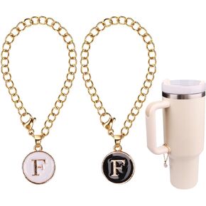 2Pcs Water Bottle Letter Charm As Stanley Cup Accessories, Name ID Letter Handle Charm for Stanley Simple Modern Tumbler, Round Initial Charm