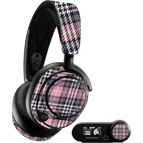 MightySkins Glossy Glitter Skin Compatible with SteelSeries Arctis Nova Pro - Pink Plaid | Protective, Durable High-Gloss Glitter Finish | Easy to Apply, Remove, and Change Styles | Made in The USA