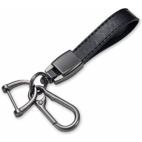 HDCSDS Genuine Leather Car Keychain Keyring Accessories Compatible with Car Keychains Family Present for Man and Woman（Black）