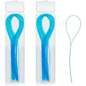 100 Pcs Floss Threaders Multifunctional Deep Clean Floss for Braces, Bridges, and Implants Dental Threader (Blue)