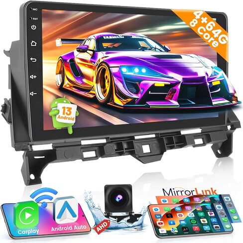 4+64GB for Honda Accord 8th 2008-2013 Android Car Radio with Wireless Apple Carplay Android Auto, Hikity 10.1'' Touch Screen Stereo 4G WiFi, GPS, Bluetooth 5.0, AM/FM/RDS, EQ DSP, Backup Camera MIC in Saudi Arabia