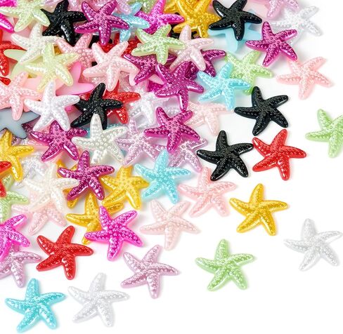 Cheriswelry 120Pcs Starfish Cabochon Ocean Animal Resin Flatback Cabochons 12 Colors 19mm for DIY Hair Clips Scrapbooking Phone Case Decor Supplies in Saudi Arabia