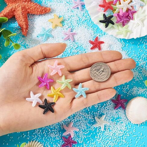 Cheriswelry 120Pcs Starfish Cabochon Ocean Animal Resin Flatback Cabochons 12 Colors 19mm for DIY Hair Clips Scrapbooking Phone Case Decor Supplies in Saudi Arabia