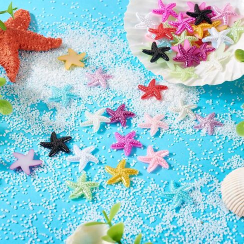 Cheriswelry 120Pcs Starfish Cabochon Ocean Animal Resin Flatback Cabochons 12 Colors 19mm for DIY Hair Clips Scrapbooking Phone Case Decor Supplies in Saudi Arabia