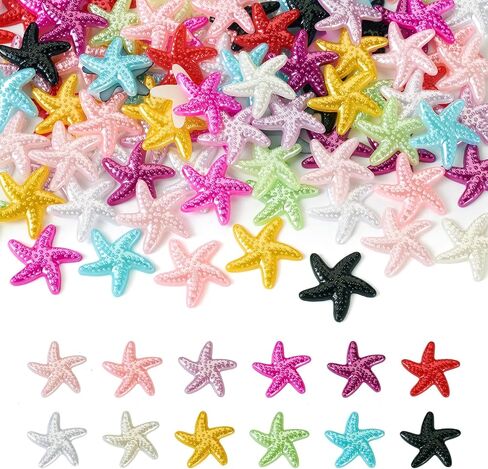 Cheriswelry 120Pcs Starfish Cabochon Ocean Animal Resin Flatback Cabochons 12 Colors 19mm for DIY Hair Clips Scrapbooking Phone Case Decor Supplies in Saudi Arabia