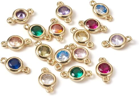 Cheriswelry 48Pcs 15mm Flat Round Gunmetal Alloy Glass Rhinestone Charms Colorful Birthstone Pendants Gunmetal Tiny Dangle Charms for DIY Necklace Earring Bracelet Jewelry Making Handmade Crafts in Saudi Arabia