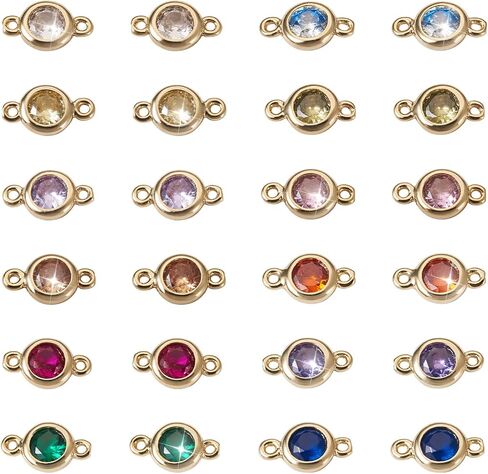 Cheriswelry 48Pcs 15mm Flat Round Gunmetal Alloy Glass Rhinestone Charms Colorful Birthstone Pendants Gunmetal Tiny Dangle Charms for DIY Necklace Earring Bracelet Jewelry Making Handmade Crafts in Saudi Arabia