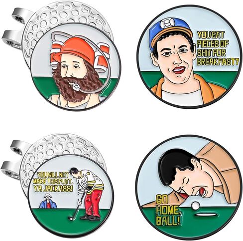 Golf Ball Markers for Men Women 4 Pack Golf Ball Marker for Putting Green with Magnetic Hat Clip Funny Gilmore Golf Accessories-1 in Kuwait