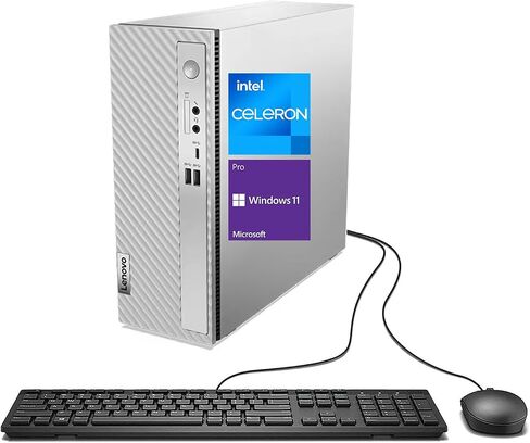 Lenovo IdeaCentre 3 SFF Business Desktop, Intel Celeron G6900, 16GB RAM, 2TB SSD, HDMI, VGA, Card Reader, Wired Keyboard & Mouse, Wi-Fi 6, Windows 11 Pro, Grey in Saudi Arabia